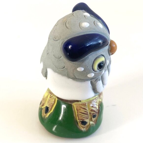 Adorable Owl Figurine Ceramic Red Clay Hand Painted Folk Art Miniature - Picture 4 of 8